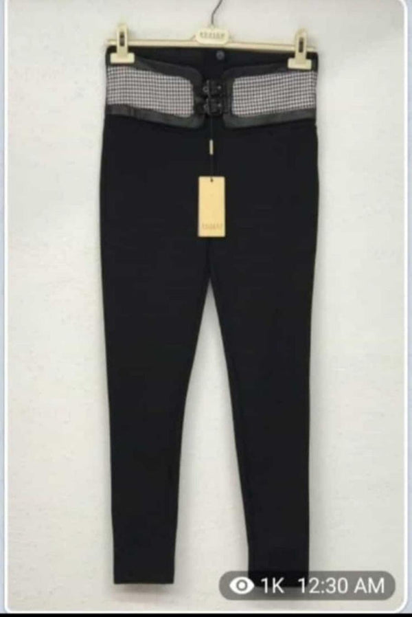 SOLID BELTED BLACK PANT - Blessed_PTA_Collections