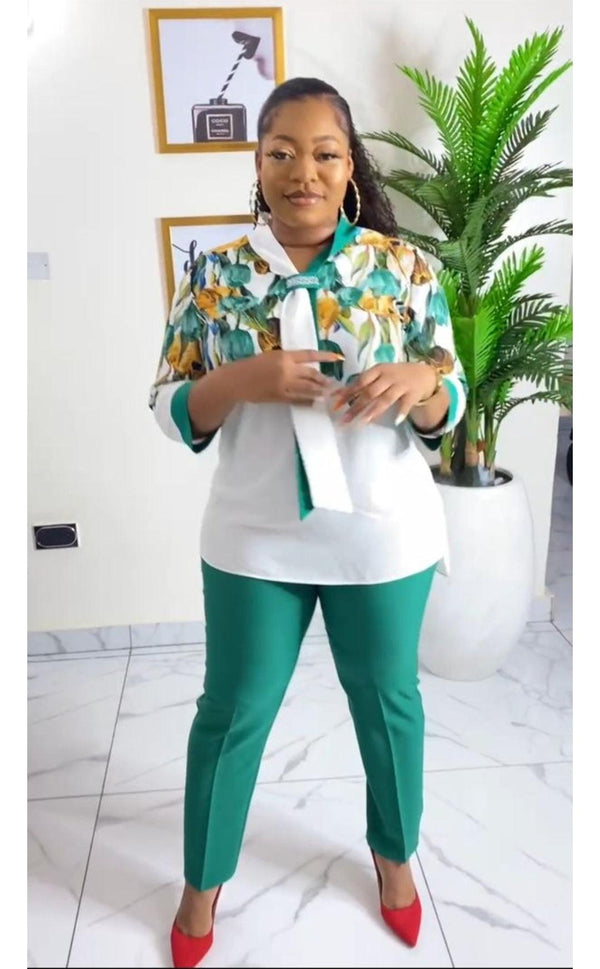 FLASHY FLOWERED GREEN PANT & MIXED TOP - Blessed_PTA_Collections