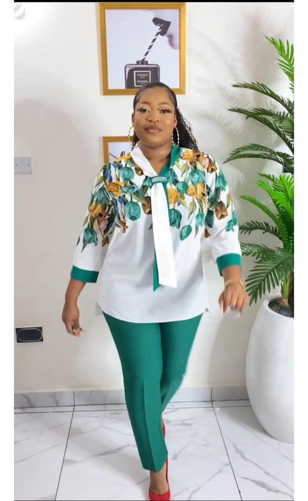 FLASHY FLOWERED GREEN PANT & MIXED TOP - Blessed_PTA_Collections