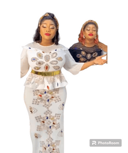 Peplum belted dress in white - Blessed_PTA_Collections
