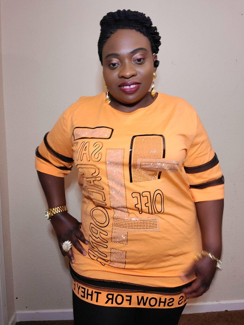 Print orange and black 2pc set - Blessed_PTA_Collections