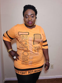 Print orange and black 2pc set - Blessed_PTA_Collections