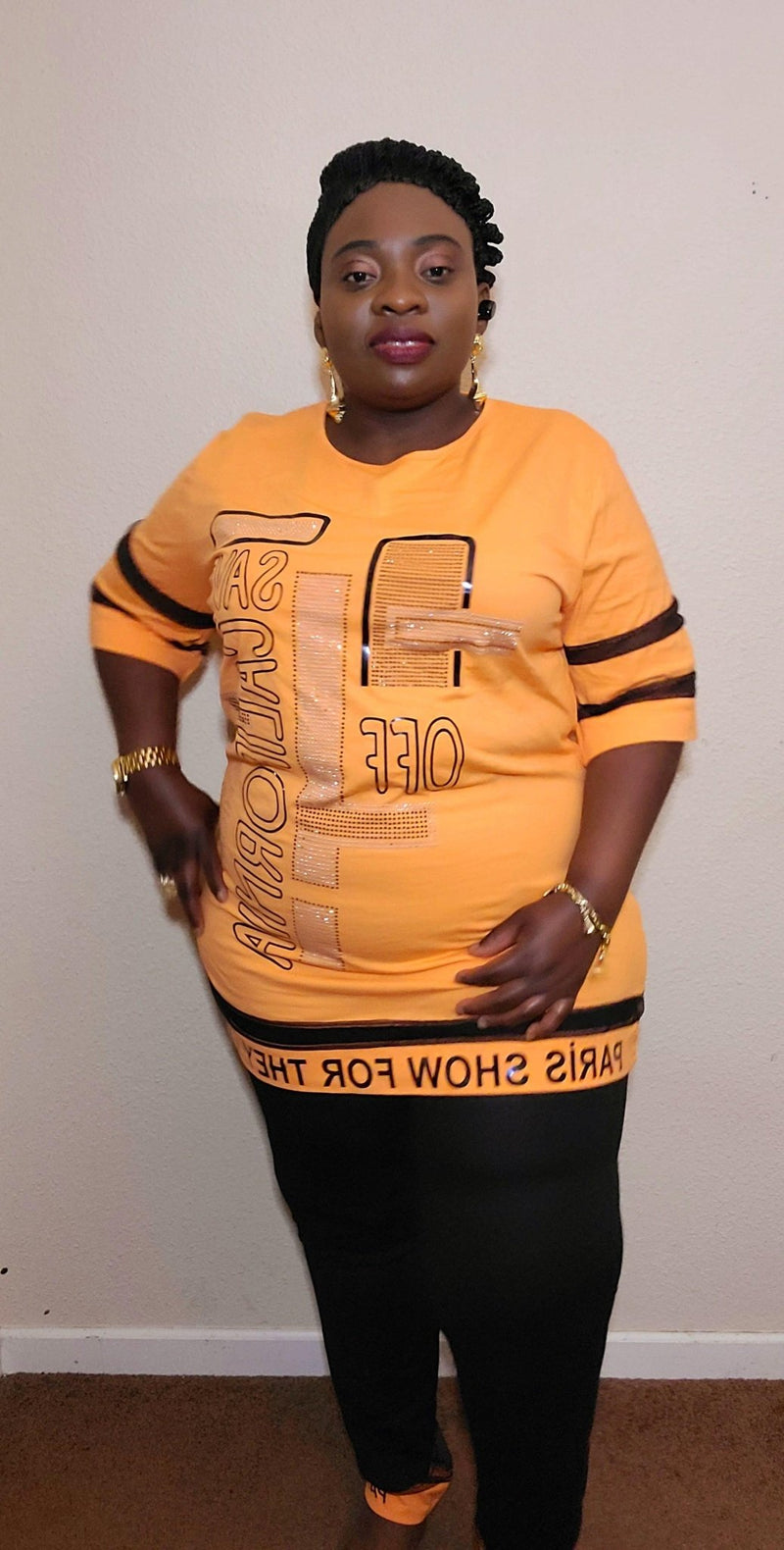 Print orange and black 2pc set - Blessed_PTA_Collections