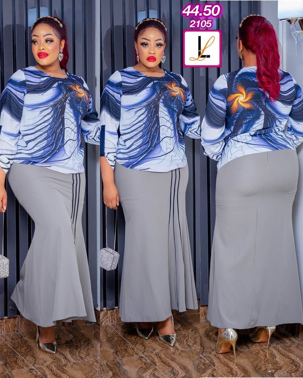 Silky top on long skirt - Blessed_PTA_Collections