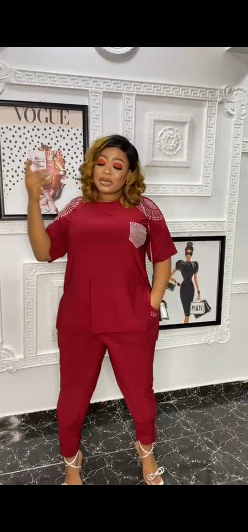 Hawt 2pc wine free size outfit - Blessed_PTA_Collections