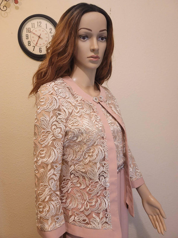 Pink lace jacket dress suit - Blessed_PTA_Collections