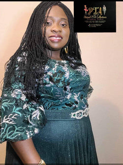 PLUS SIZE LACE SEQUINS BELTED GREEN DRESS - Blessed_PTA_Collections